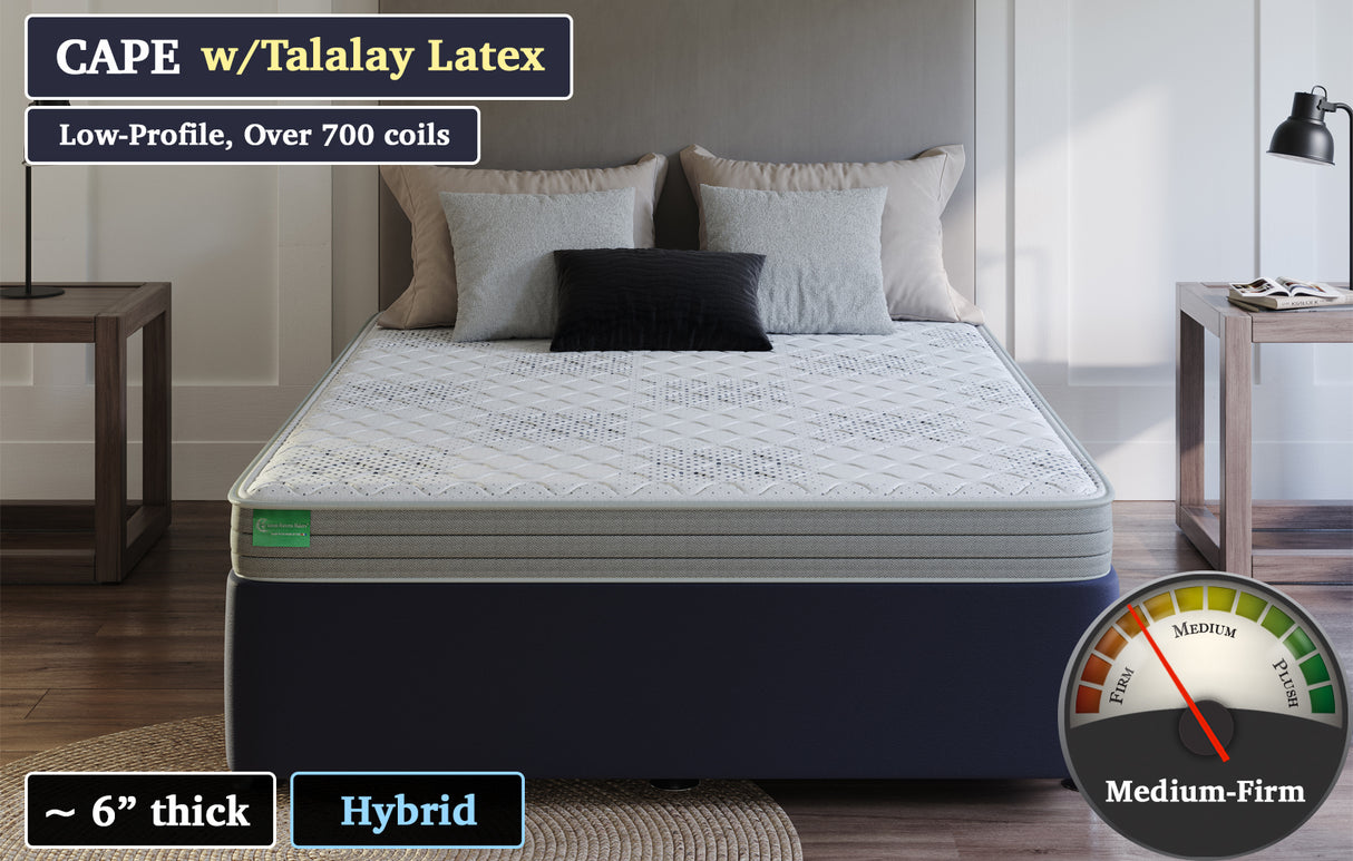 Cape Latex Hybrid, 53" x 73" mattress w/ angle cut