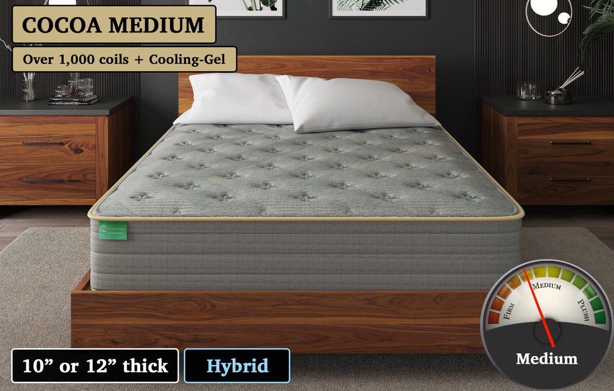 Cocoa Medium, 70" x 78" x 9" mattress (custom latex design)
