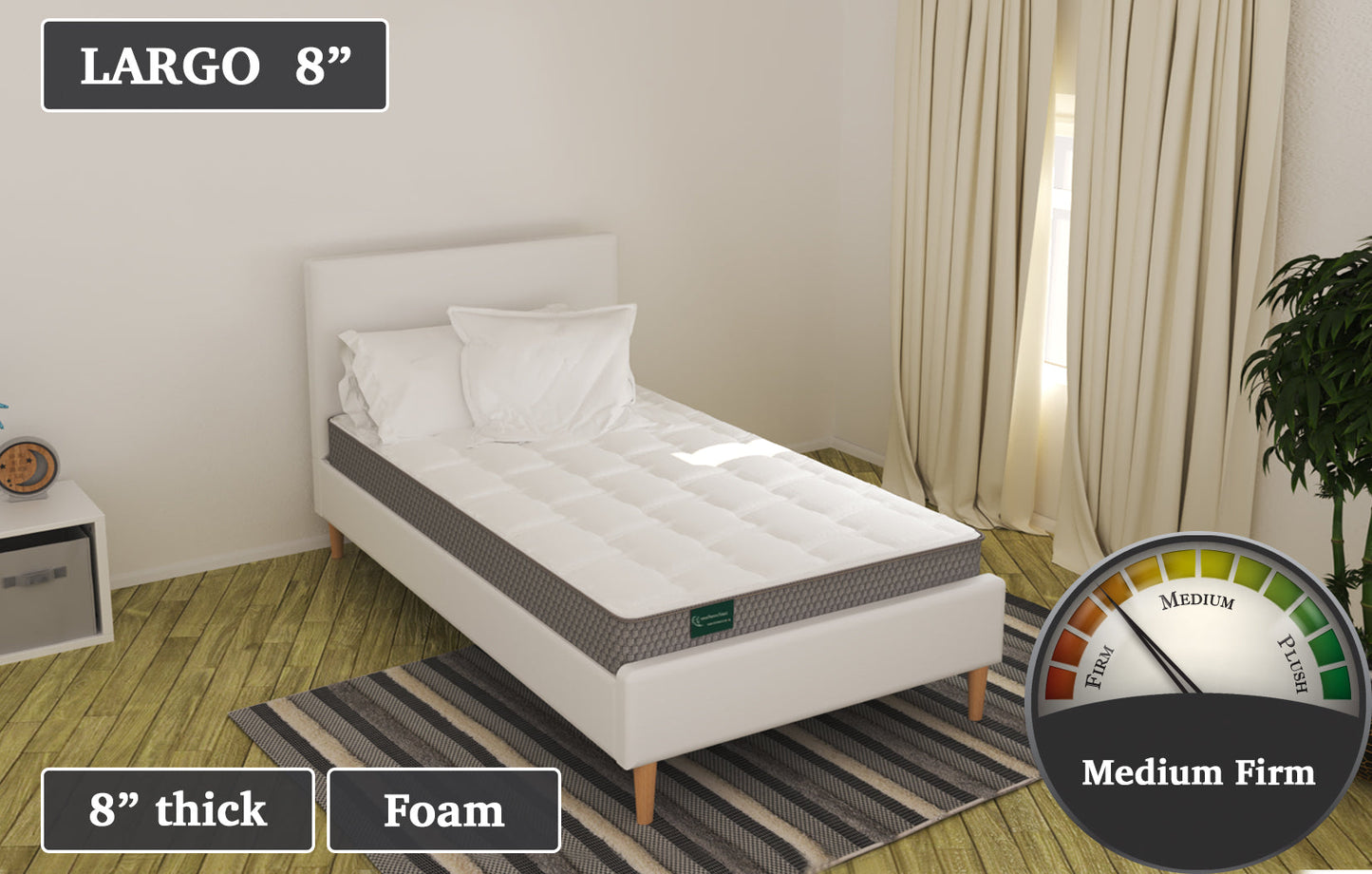 Largo - 69" x 80" x 8" mattress w/ 4 angle cuts (Daytona design)