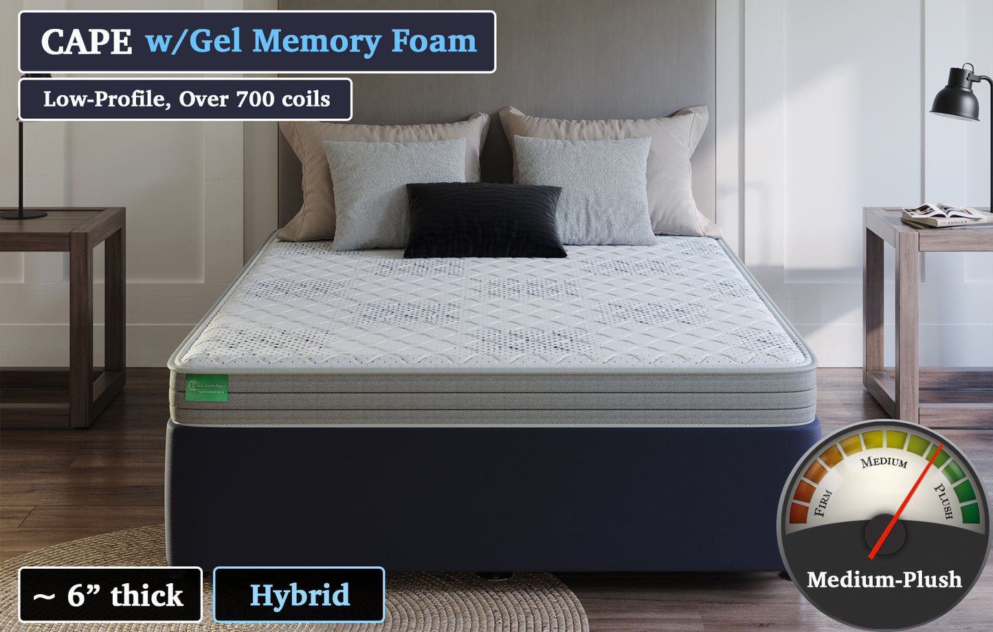 Cape Hybrid Gel, custom mattress