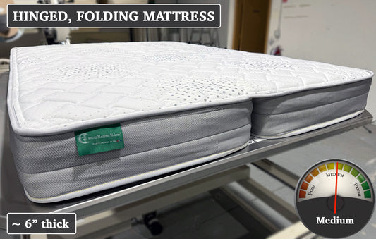 Hinged, custom coil mattress - 44" x 75" w/ 2 angle cuts