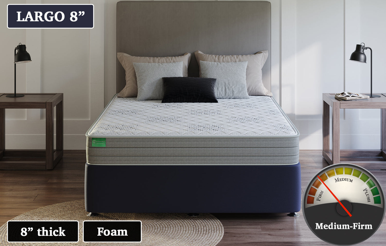 Largo 8 Inch Cushion Firm Custom Mattress Custom Mattress Makers