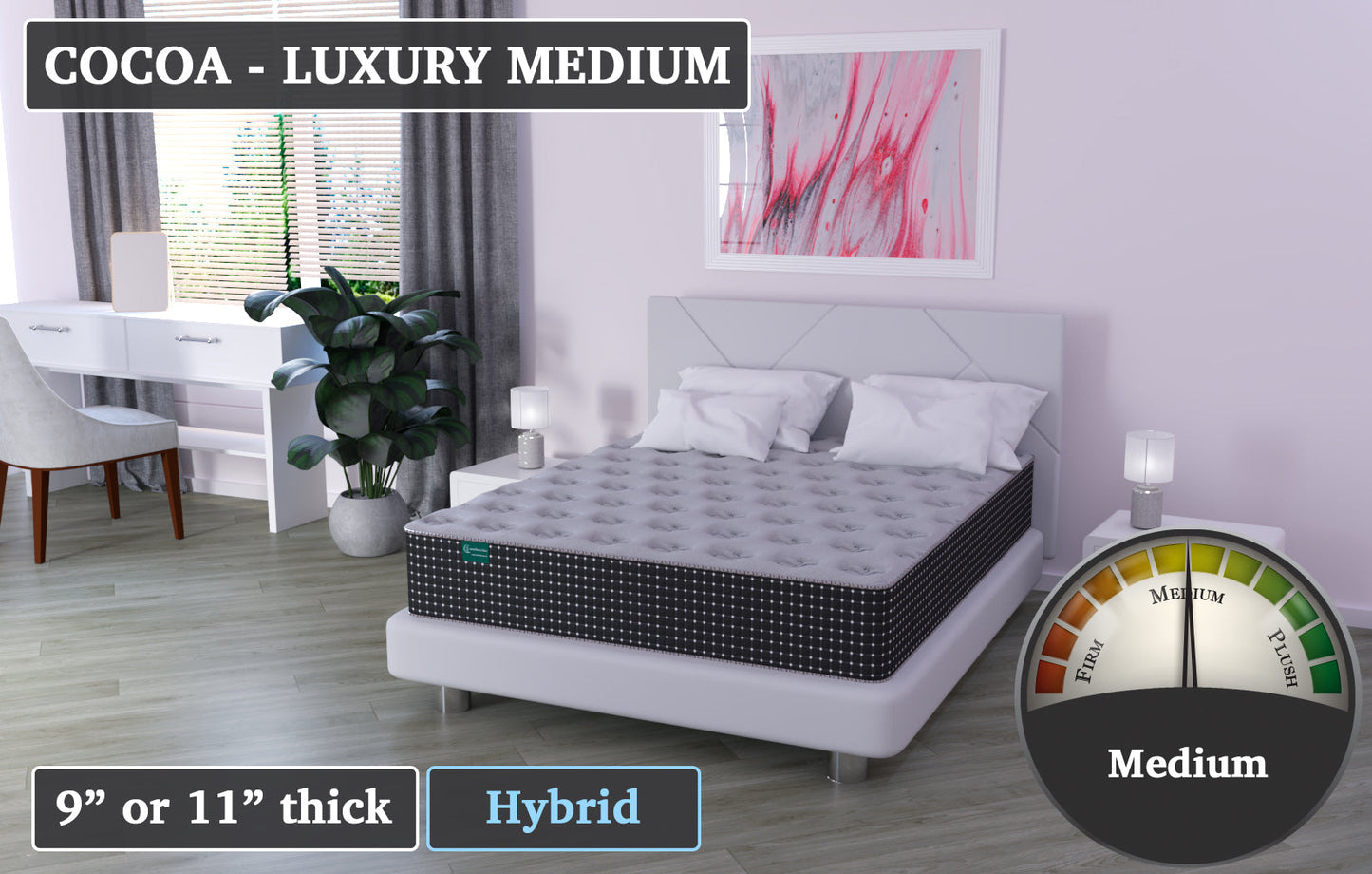 Cocoa - Luxury Medium, 49.5" x 75.5" x 9" mattress