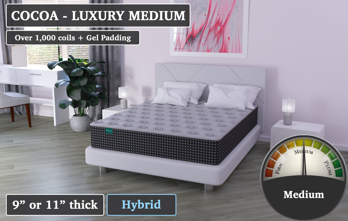 Cocoa Luxury Medium - 24.5" x 72" x 9" mattress